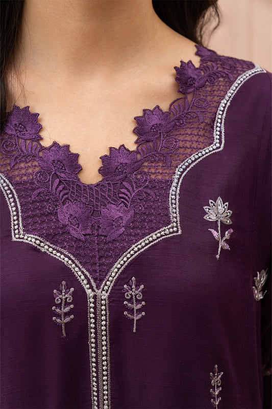 2 PIECE EMBROIDERED RAW SILK SUIT (LUXURY PRET)