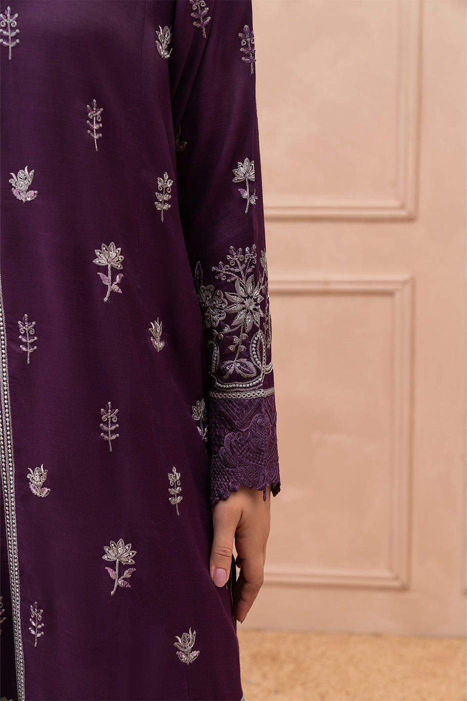2 PIECE EMBROIDERED RAW SILK SUIT (LUXURY PRET)