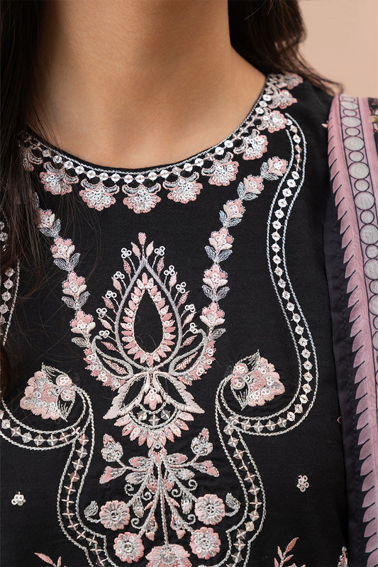 3 PIECE EMBROIDERED PAPER COTTON SUIT (LUXURY PRET)