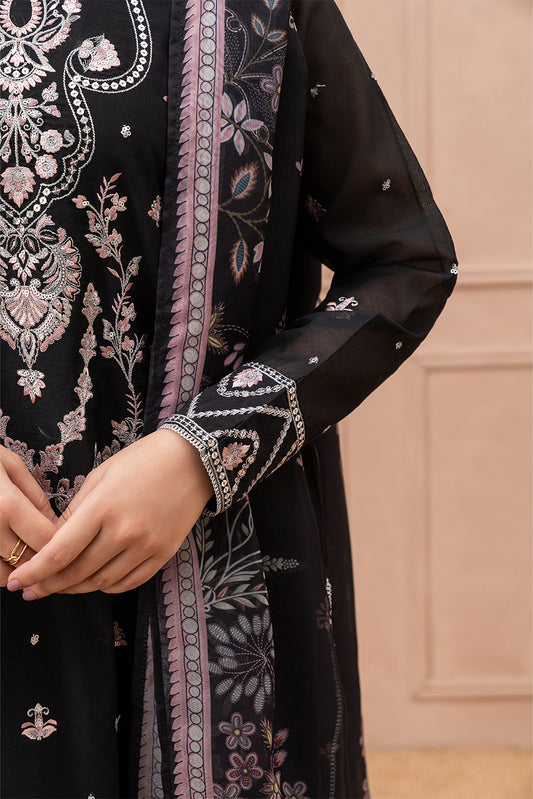 3 PIECE EMBROIDERED PAPER COTTON SUIT (LUXURY PRET)