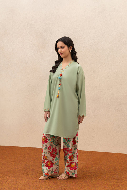 2 PIECE SOLID SLUB LAWN SUIT (PRET)