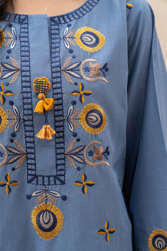 2 PIECE EMBROIDERED SLUB LAWN SUIT (PRET)