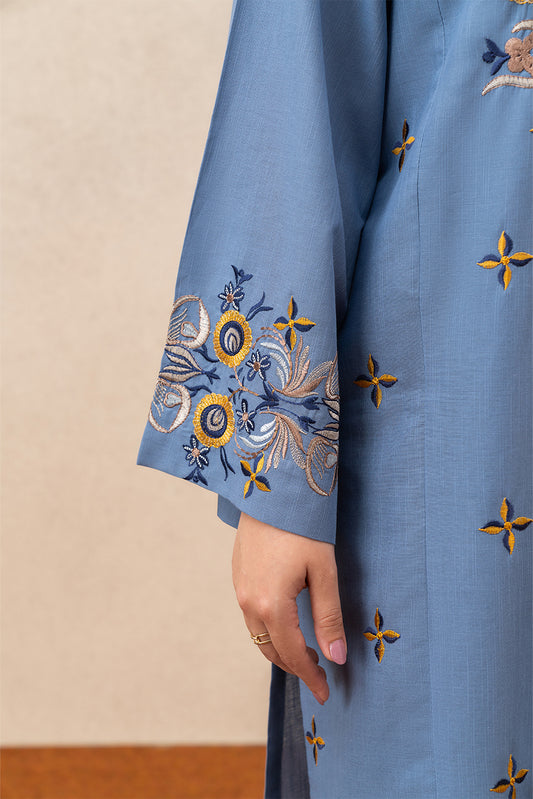 2 PIECE EMBROIDERED SLUB LAWN SUIT (PRET)