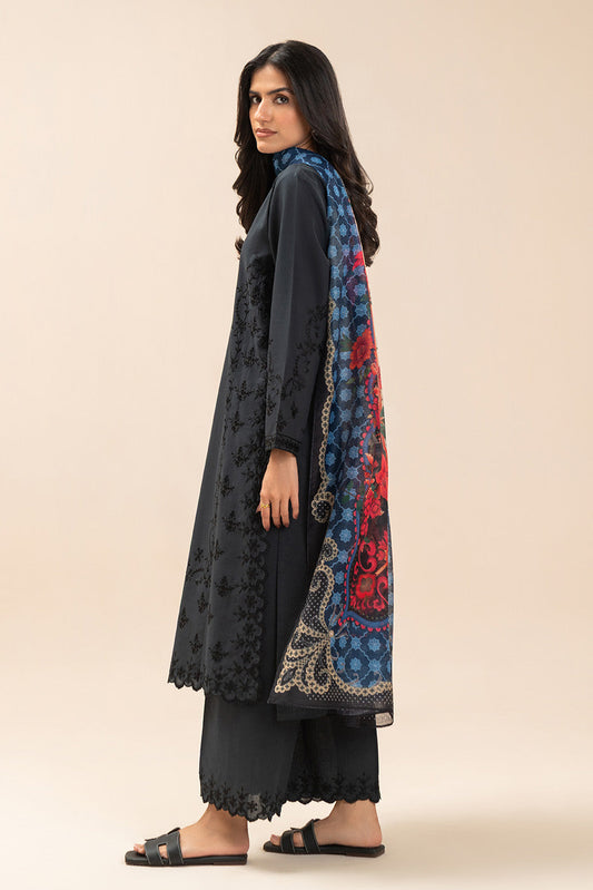 3 PIECE EMBROIDERED SLUB SUIT (PRET)