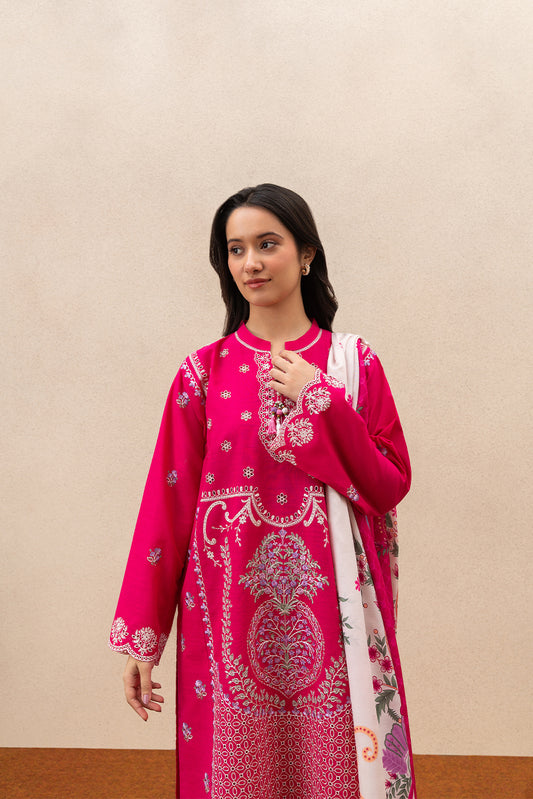 3 PIECE EMBROIDERED TWO WAY SLUB SUIT (HIGH CASUAL)