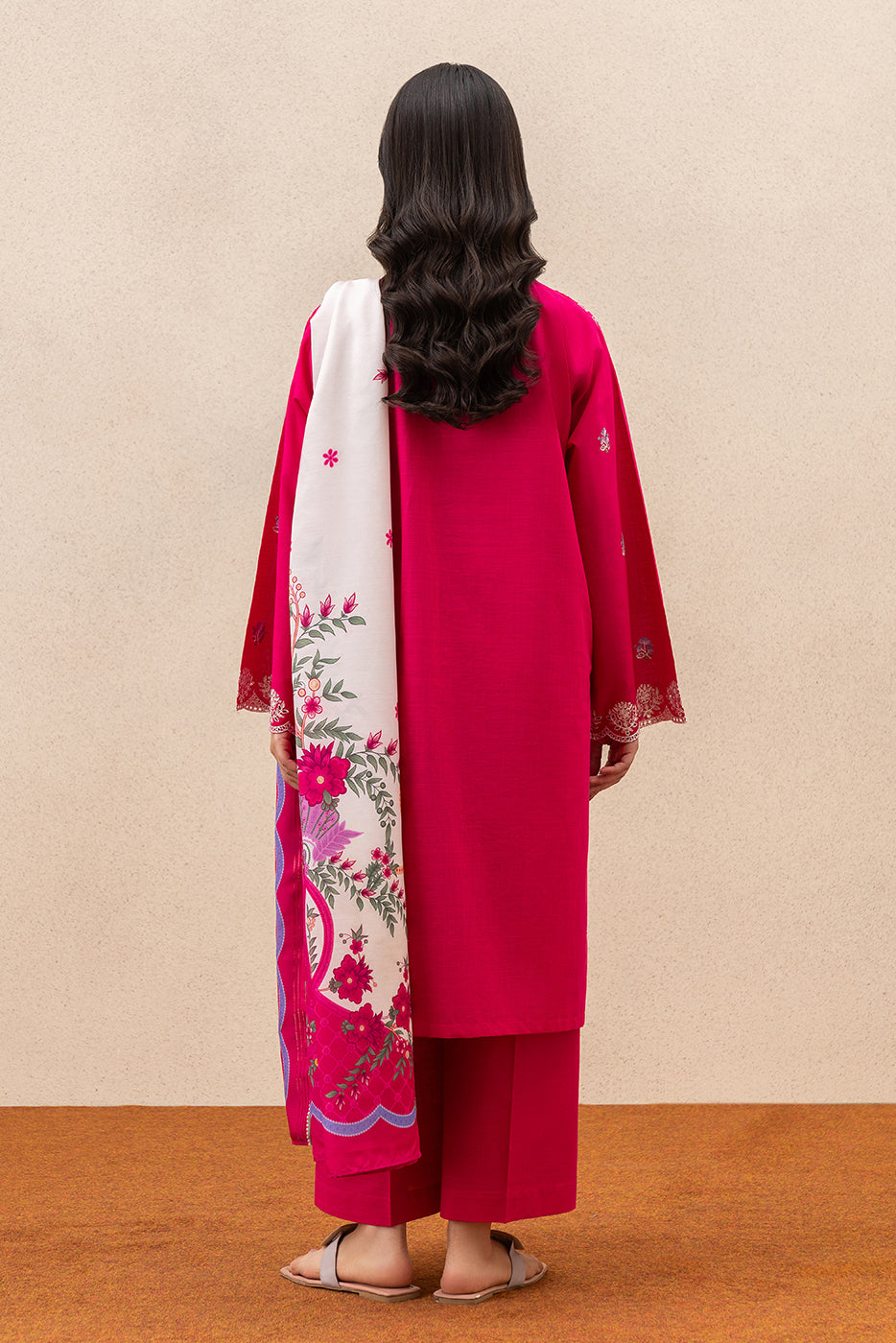 3 PIECE EMBROIDERED TWO WAY SLUB SUIT (HIGH CASUAL)