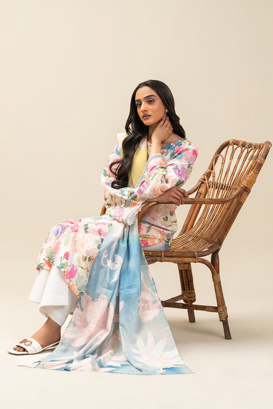 3 PIECE PRINTED LAWN SUIT-PEARLY BLOSSOM (UNSTITCHED)