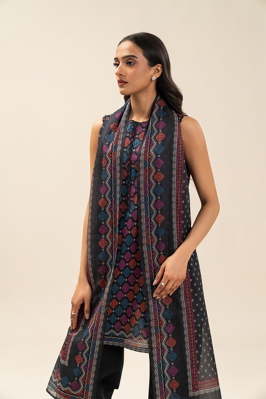 3 PIECE PRINTED LAWN SUIT-BOTANICAL SPRAY (UNSTITCHED)
