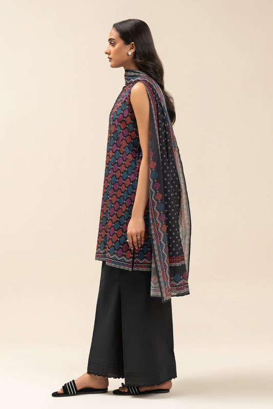 3 PIECE PRINTED LAWN SUIT-BOTANICAL SPRAY (UNSTITCHED)