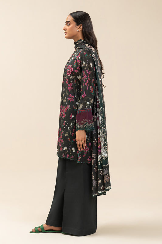 3 PIECE PRINTED LAWN SUIT-BOTANICAL SPRAY (UNSTITCHED)