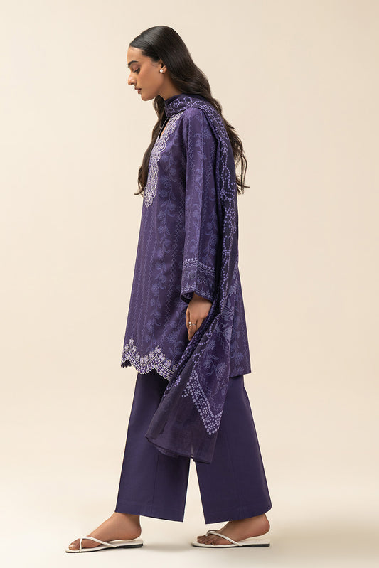 3 PIECE EMBROIDERED LAWN SUIT-MOONLIT SEA (UNSTITCHED)