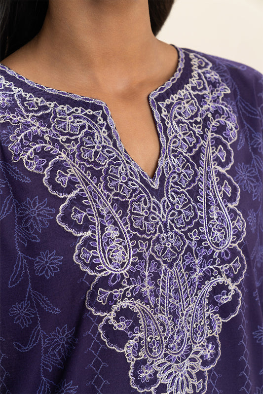 3 PIECE EMBROIDERED LAWN SUIT-MOONLIT SEA (UNSTITCHED)