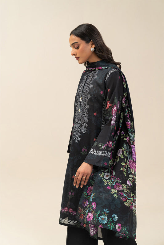 3 PIECE PRINTED LAWN SUIT-MIDNIGHT BLOOM (UNSTITCHED)