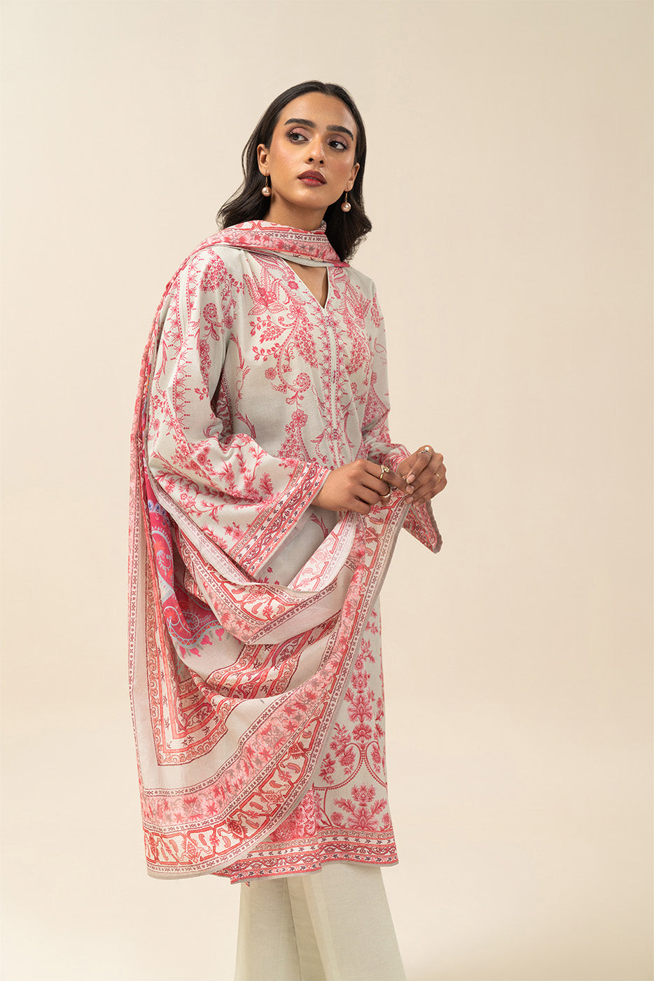 3 PIECE PRINTED LAWN SUIT-CRIMSON SUN (UNSTITCHED)