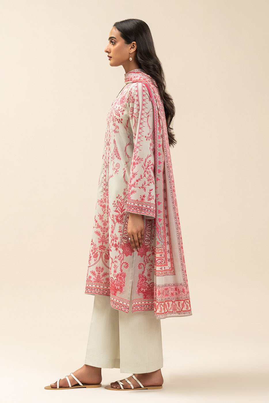 3 PIECE PRINTED LAWN SUIT-CRIMSON SUN (UNSTITCHED)
