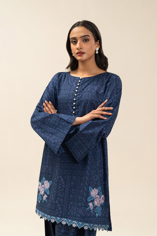 2 PIECE EMBROIDERED LAWN SUIT-VERDANT BLUE (UNSTITCHED)