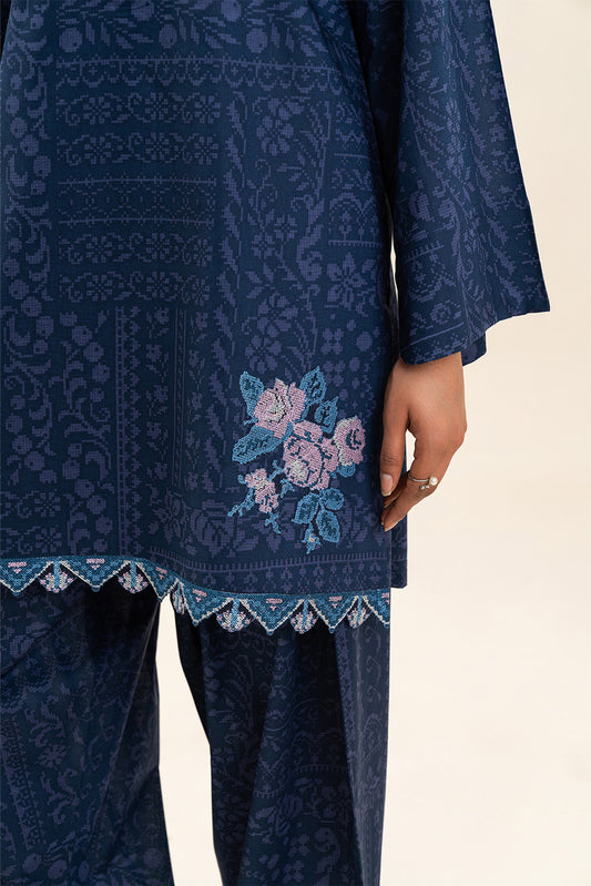 2 PIECE EMBROIDERED LAWN SUIT-VERDANT BLUE (UNSTITCHED)