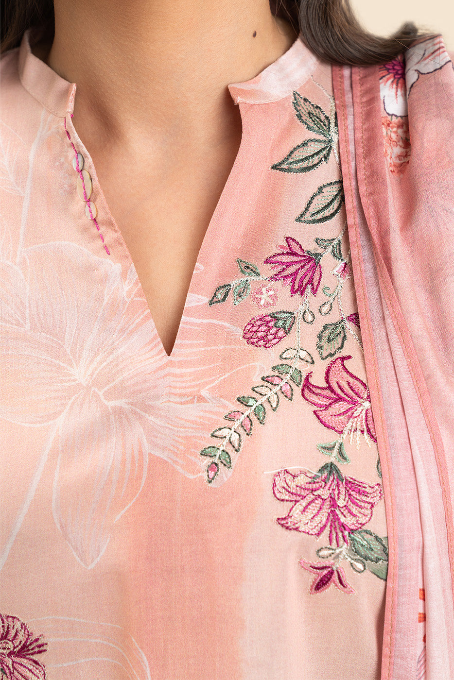 3 PIECE EMBROIDERED LAWN SUIT-FORAL SERENITY (UNSTITCHED)