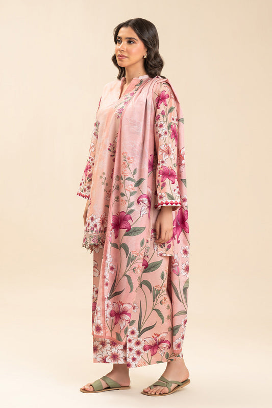 3 PIECE EMBROIDERED LAWN SUIT-FORAL SERENITY (UNSTITCHED)