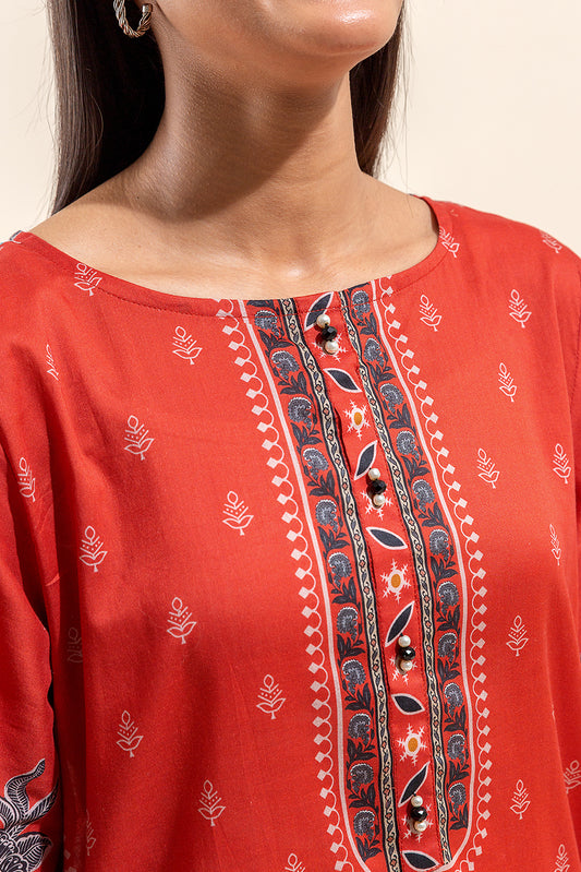 3 PIECE PRINTED LAWN SUIT-CORAL DIVINITY (UNSTITCHED)
