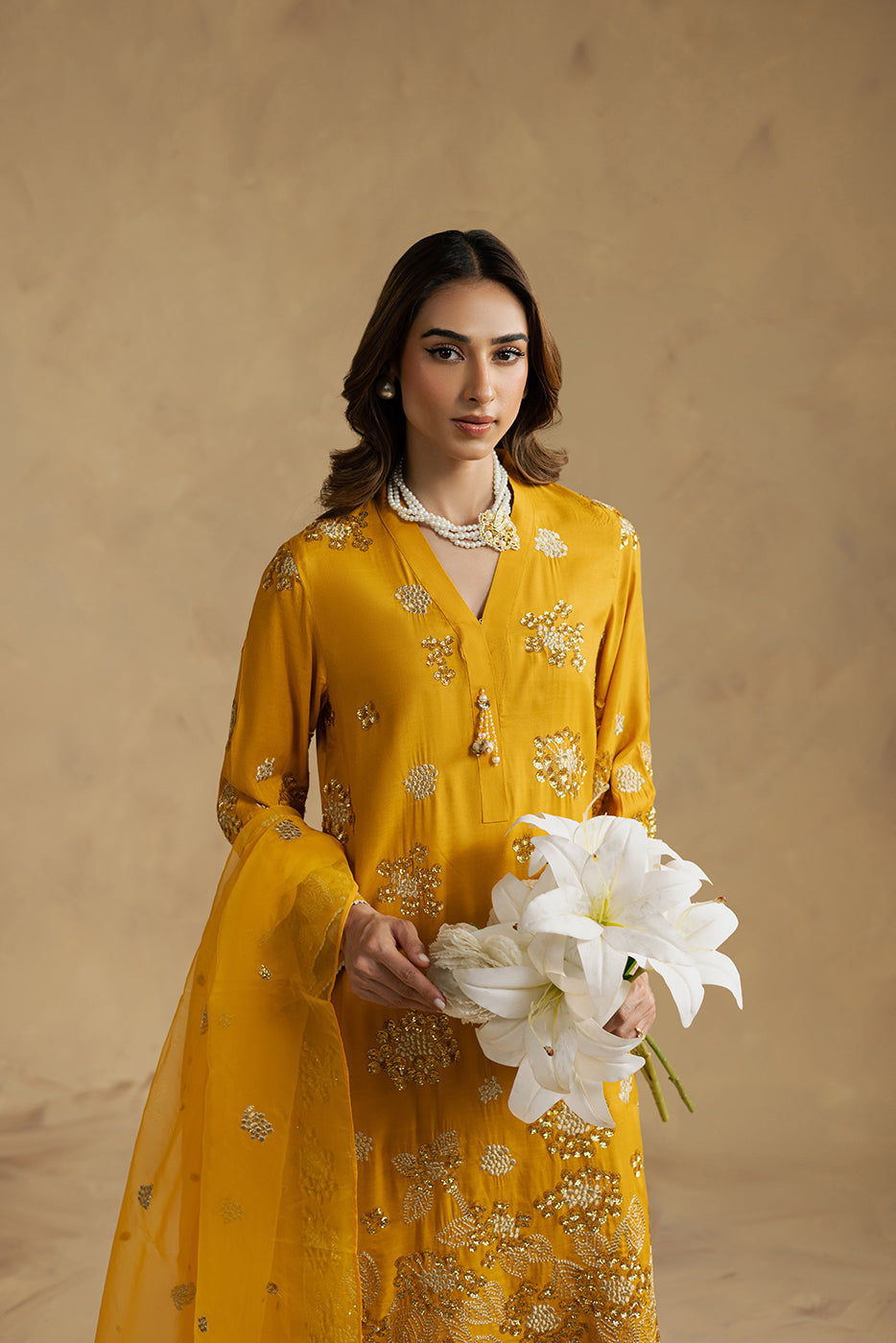 3 PIECE EMBROIDERED SILK SUIT (LUXURY-PRET)