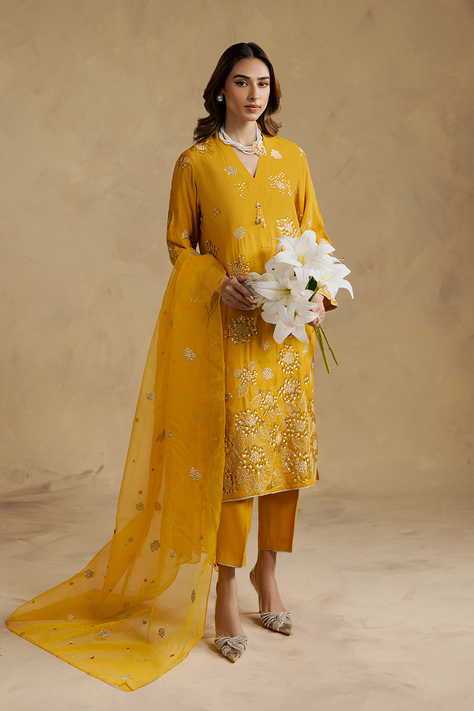 3 PIECE EMBROIDERED SILK SUIT (LUXURY-PRET)