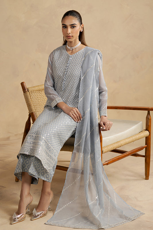 3 PIECE EMBROIDERED COTTON SUIT (LUXURY-PRET)