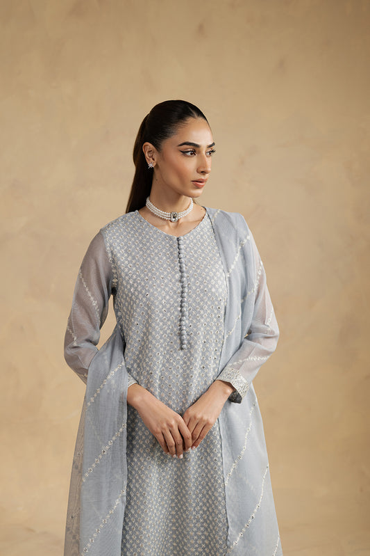 3 PIECE EMBROIDERED COTTON SUIT (LUXURY-PRET)