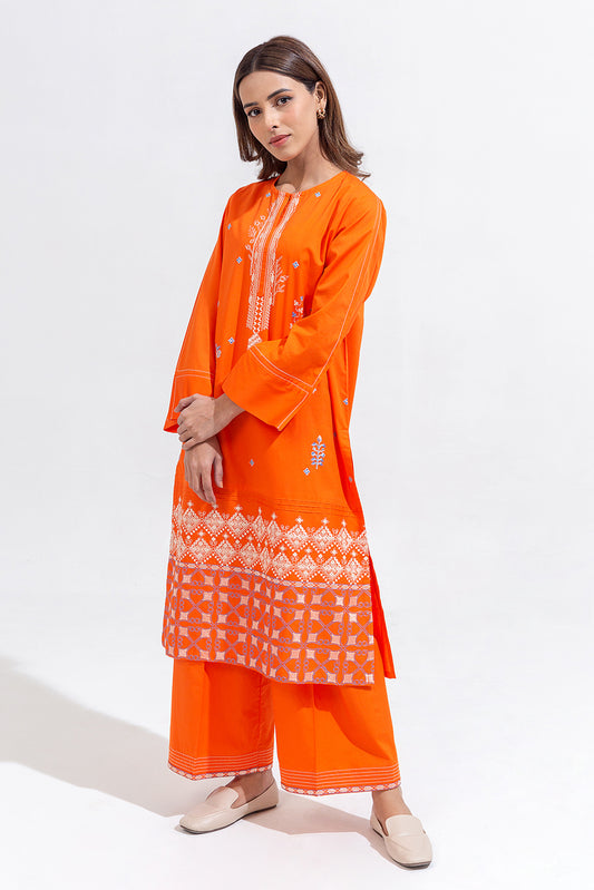 2 PIECE EMBROIDERED CAMBRIC SUIT (PRET)