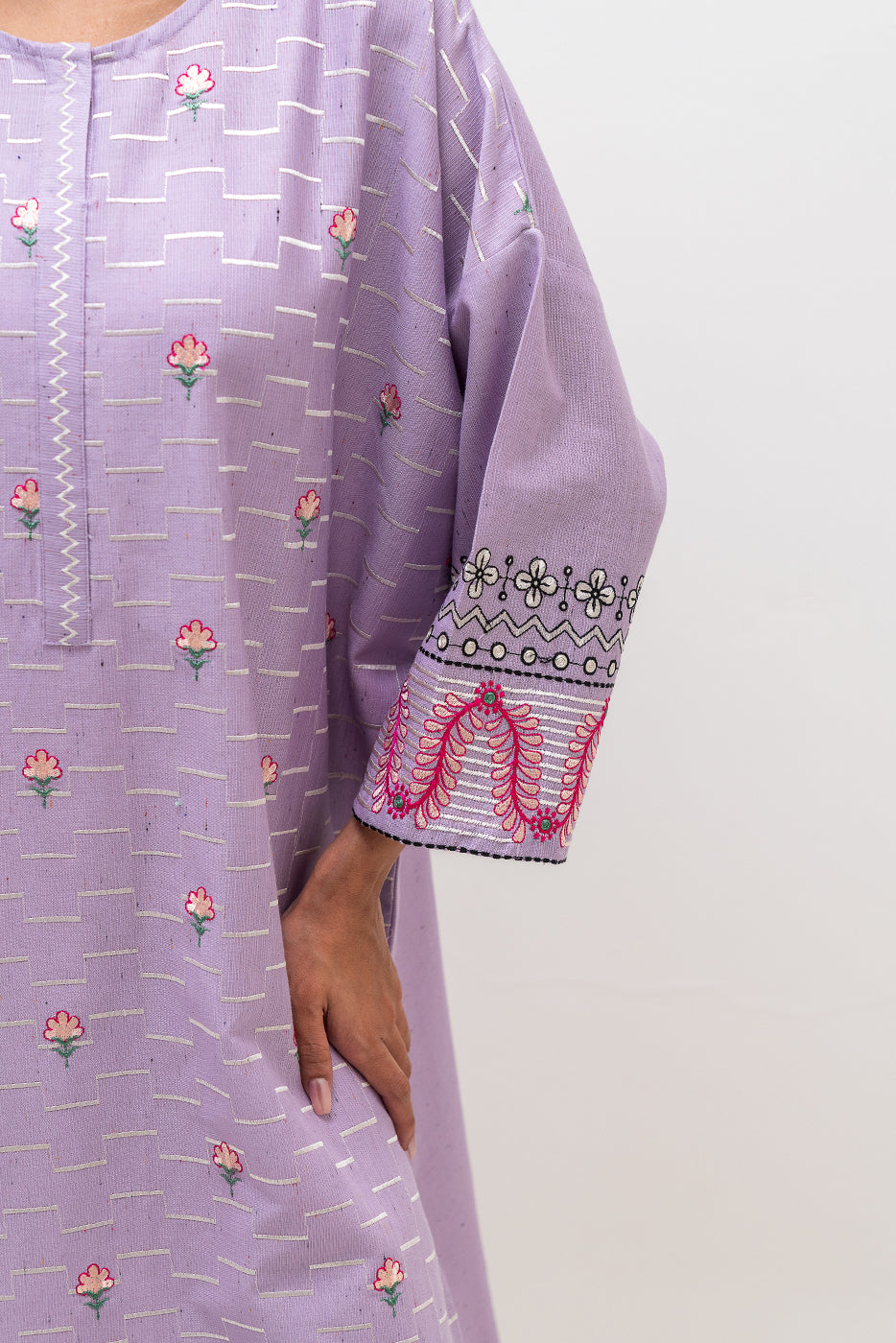 EMBROIDERED KHADDAR SHIRT (PRET)