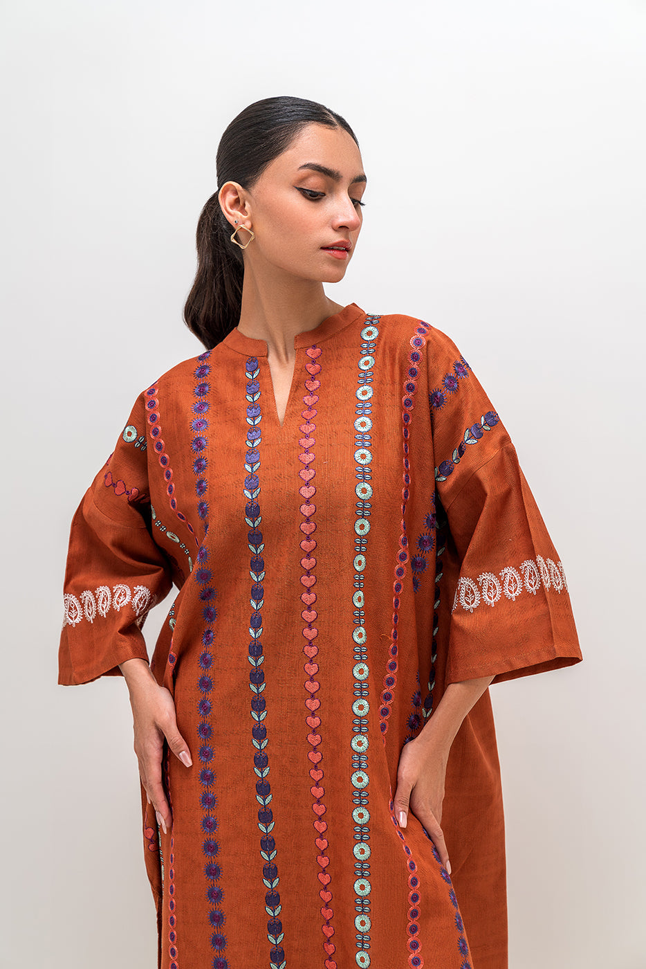 EMBROIDERED KHADDAR JACQUARD SHIRT (PRET)