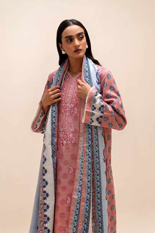 3 PIECE EMBROIDERED KHADDAR SUIT-GARNET BLUSH (UNSTITCHED)