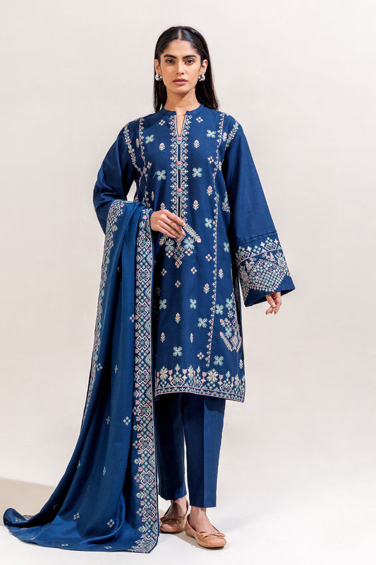 3 PIECE EMBROIDERED KHADDAR SUIT-AEGEAN GRID (UNSTITCHED)