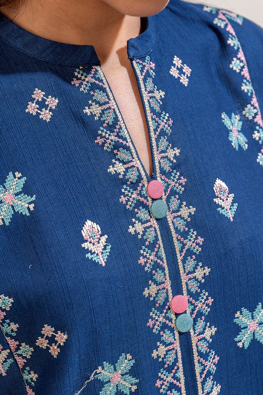 3 PIECE EMBROIDERED KHADDAR SUIT-AEGEAN GRID (UNSTITCHED)