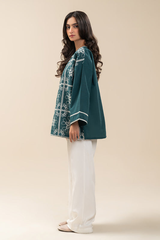 EMBROIDERED COTTON VISCOSE TOP (PRET)