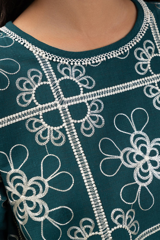 EMBROIDERED COTTON VISCOSE TOP (PRET)