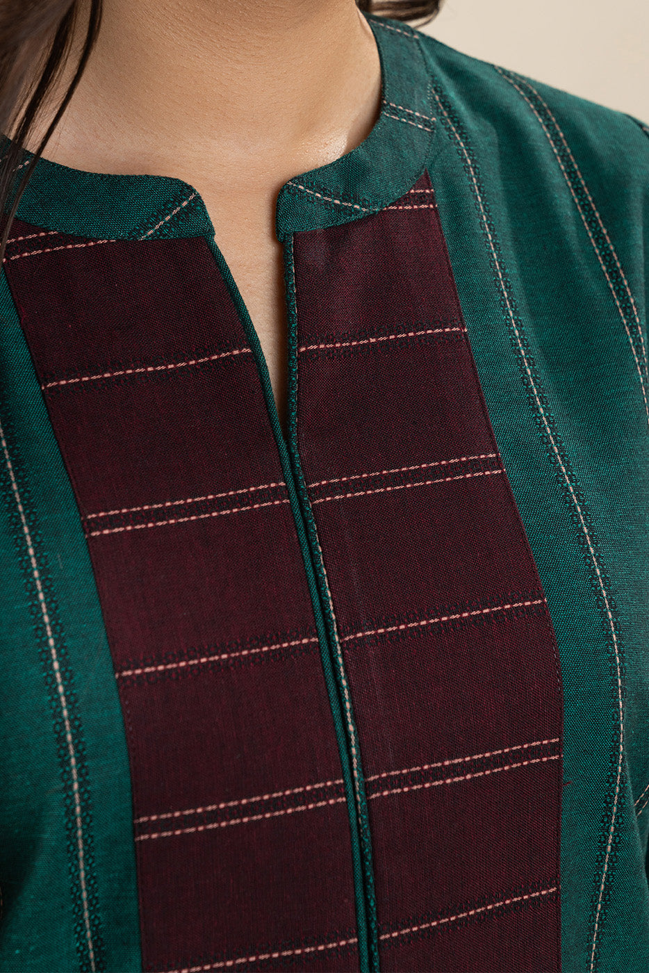 EMBROIDERED COTTON VISCOSE SHIRT (PRET)