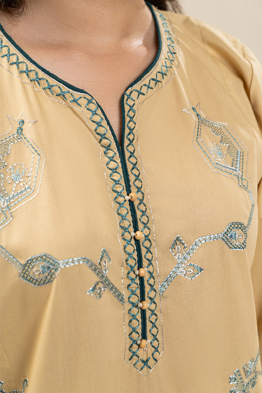 2 PIECE EMBROIDERED CAMBRIC SUIT (PRET)