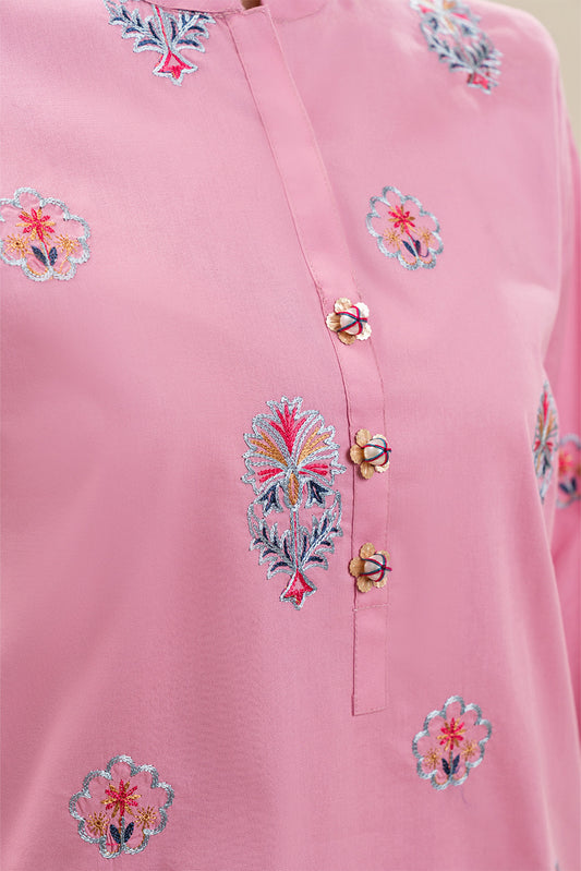 2 PIECE EMBROIDERED CAMBRIC SUIT (PRET)