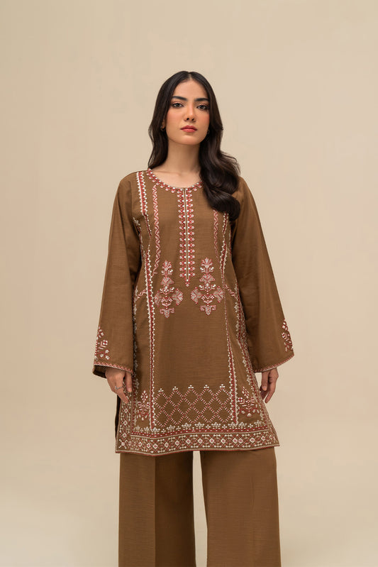 2 PIECE EMBROIDERED SLUB KHADDAR SUIT (PRET)