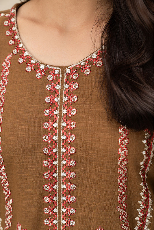 2 PIECE EMBROIDERED SLUB KHADDAR SUIT (PRET)