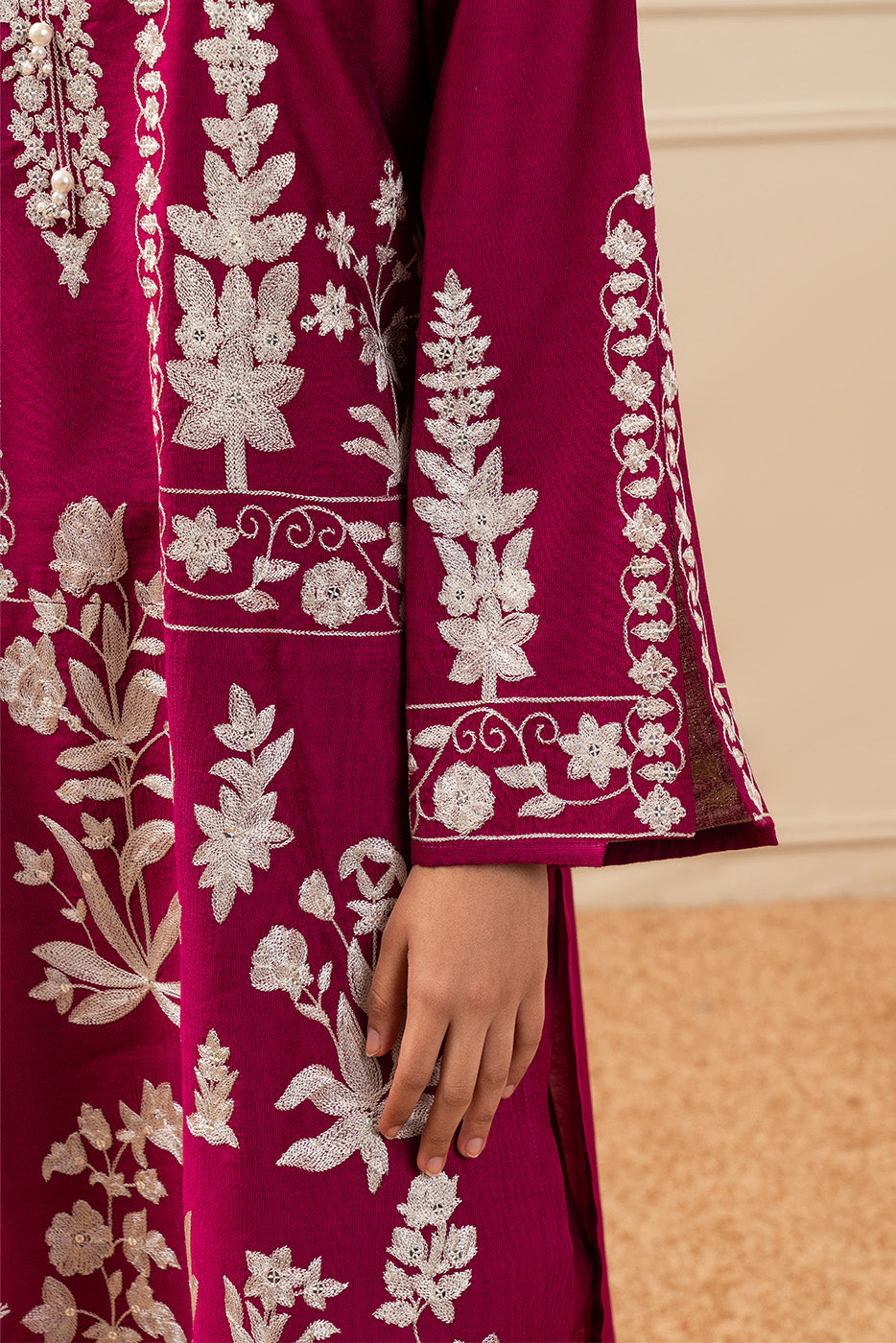 3 PIECE EMBROIDERED TWO TONE SUIT (PRET)