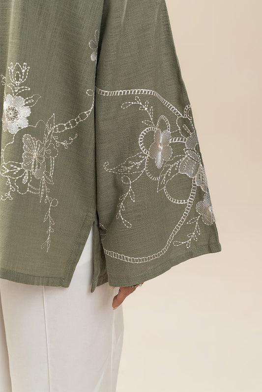 EMBROIDERED TWO WAY SLUB TOP (PRET)