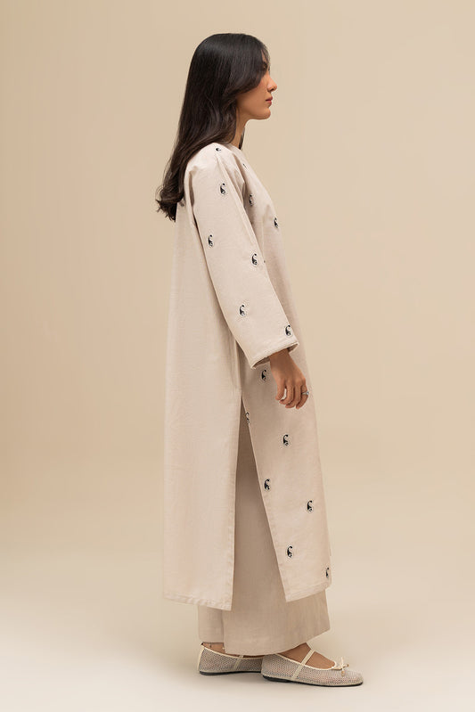 2 PIECE EMBROIDERED COTTON LINEN SUIT (PRET)