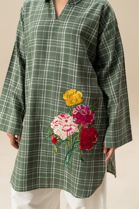 EMBROIDERED DOBBY SHIRT (PRET)