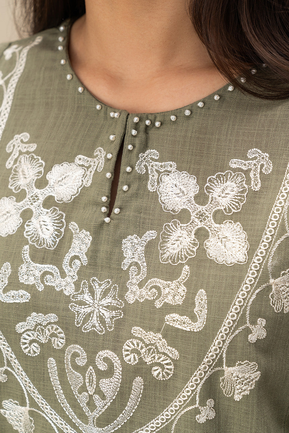 2 PIECE EMBROIDERED TWO WAY SLUB SUIT (PRET)