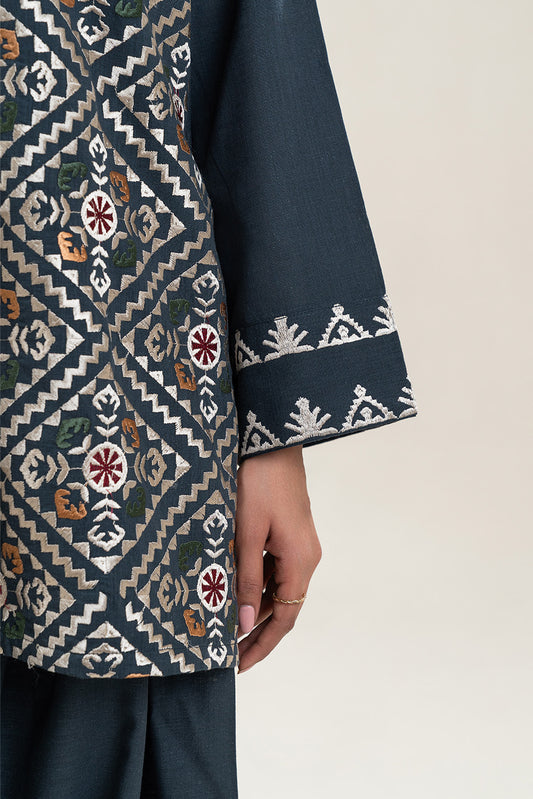 2 PIECE EMBROIDERED TWO WAY SLUB SUIT (PRET)