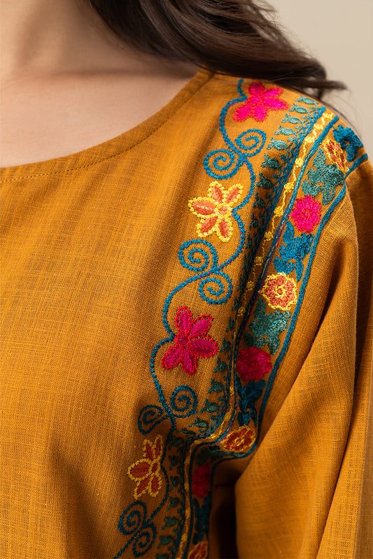 2 PIECE EMBROIDERED TWO WAY SLUB SUIT (PRET)