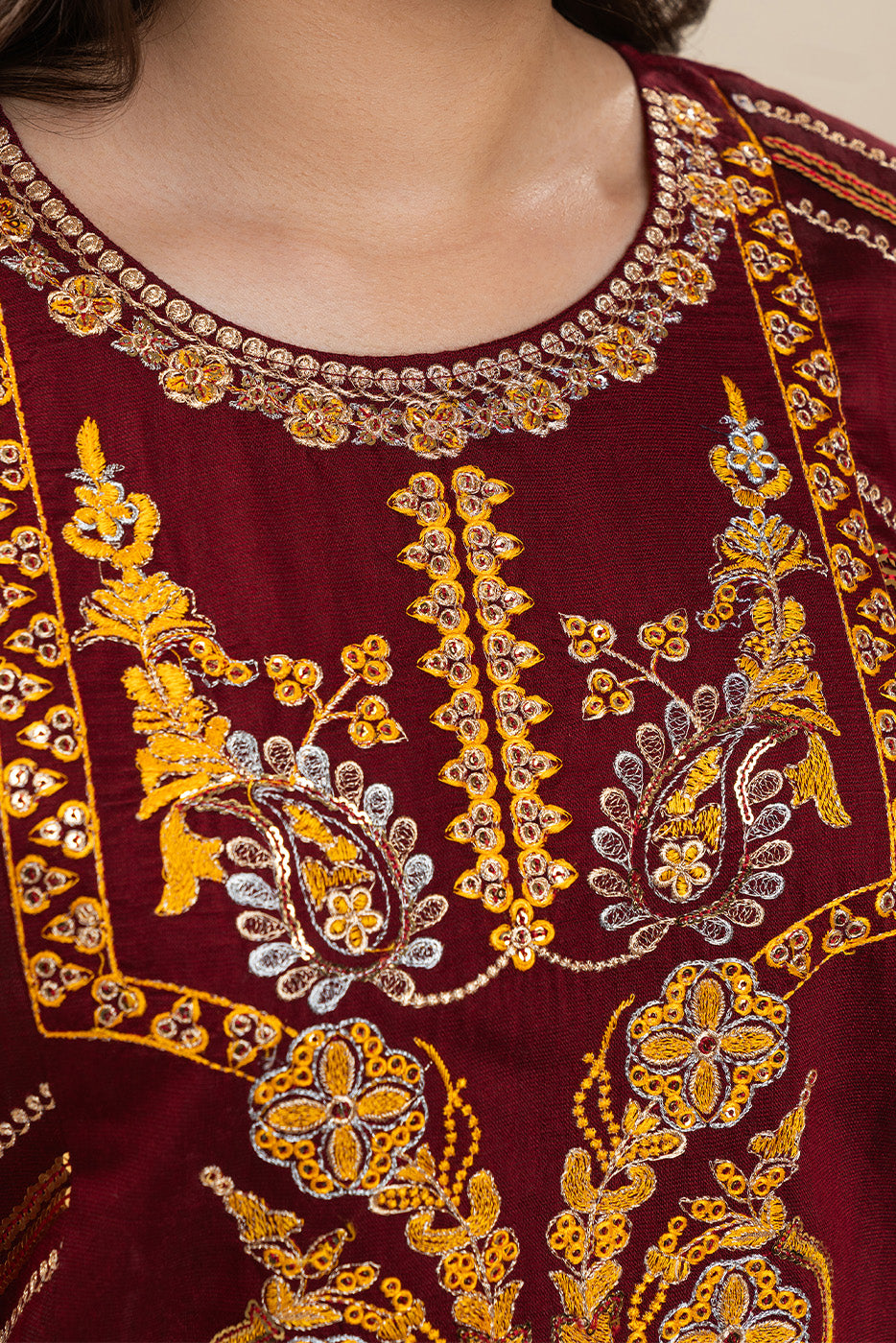 2 PIECE EMBROIDERED DYED SUIT (PRET)