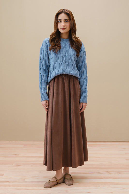 CROPPED CABLE KNIT PULLOVER